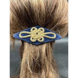 Vintage Blue and Gold  Velvet Hair Barrett Length 5 Inches